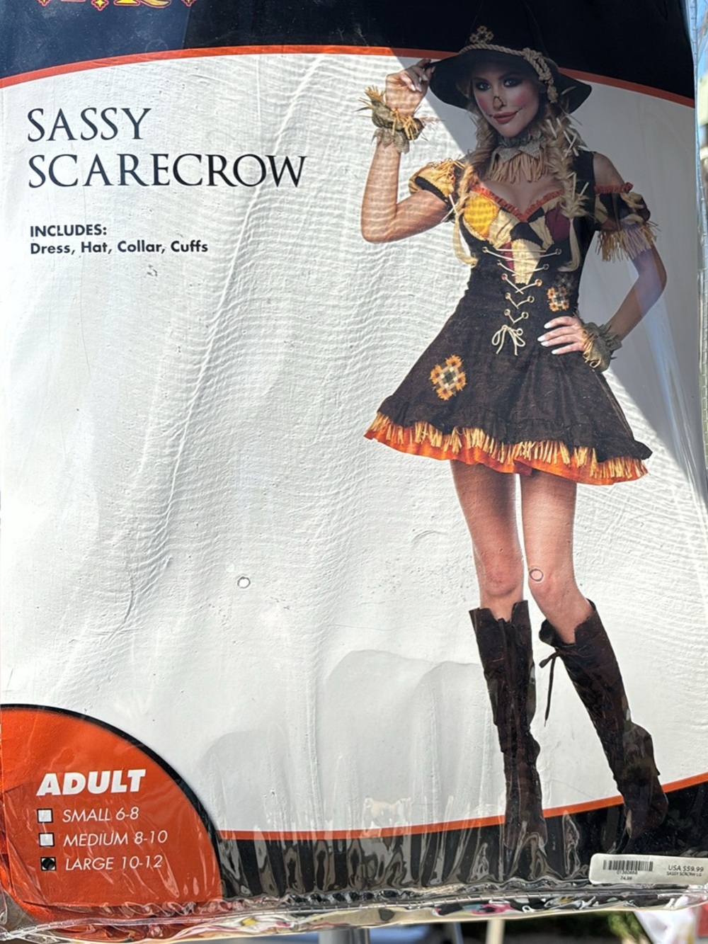 Spirit Sassy Scarecrow Costume - Black & Orange Adult Large